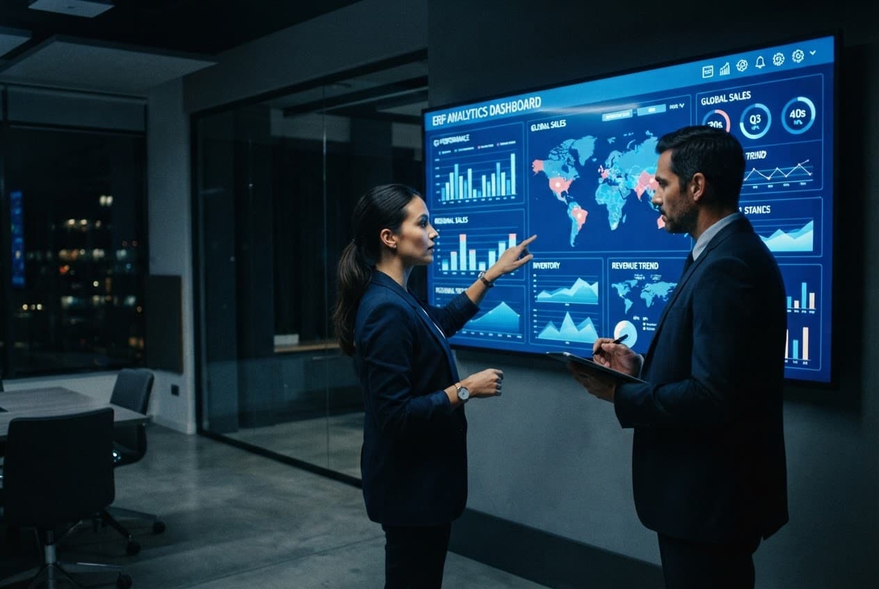 Team reviewing an analytics dashboard